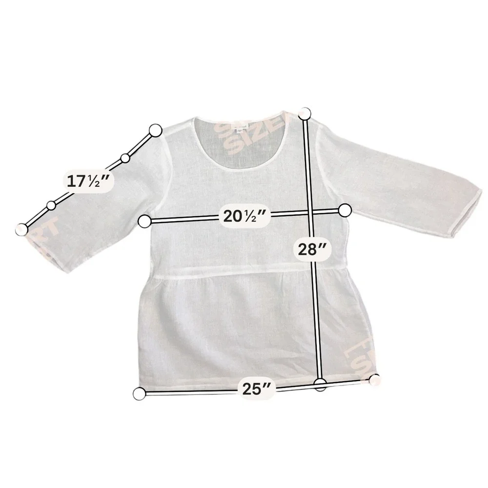 Pure Jill White Linen Blend Empire Waist Tunic 3/4 Sleeve Top Babydoll Womens M‎ - Picture 7 of 8